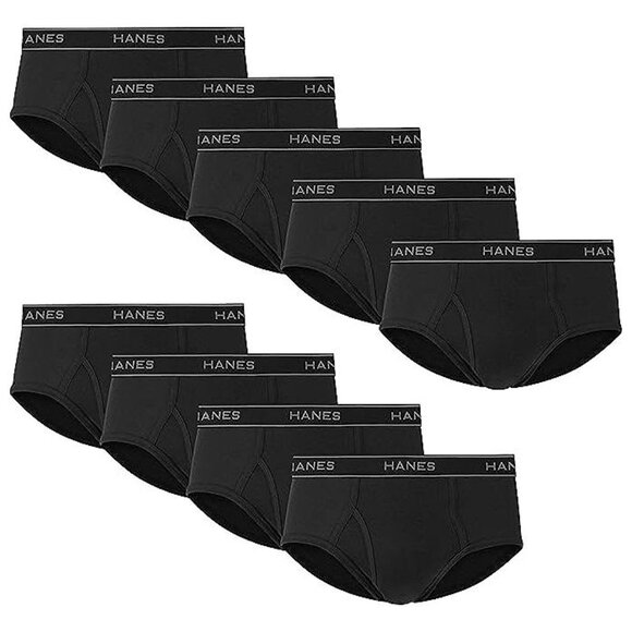 Men's Moisture-Wicking Cotton Briefs, Black - 9 Pack